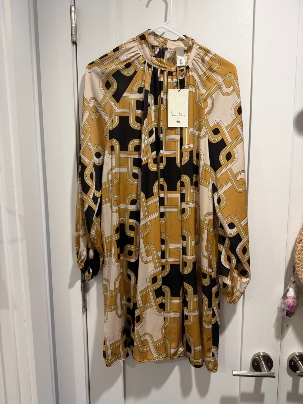Richard Allan For H&M Long-Sleeve Tunic Silky Gold Black Dress